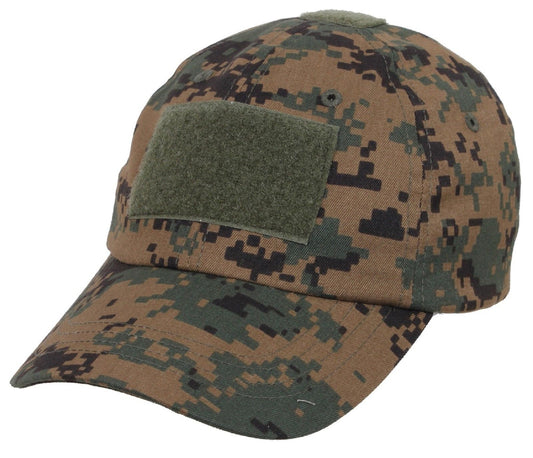 Woodland Digital Camouflage Tactical Operator Cap - Patch Area Baseball Hat