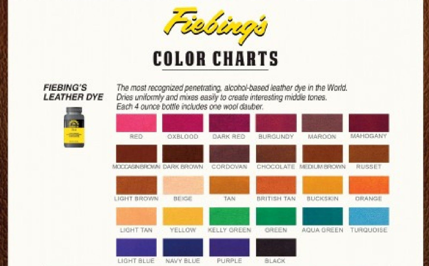 Fiebing's 4 oz Leather Dye & Applicator - Boots, Shoes, Bags Anything Leather