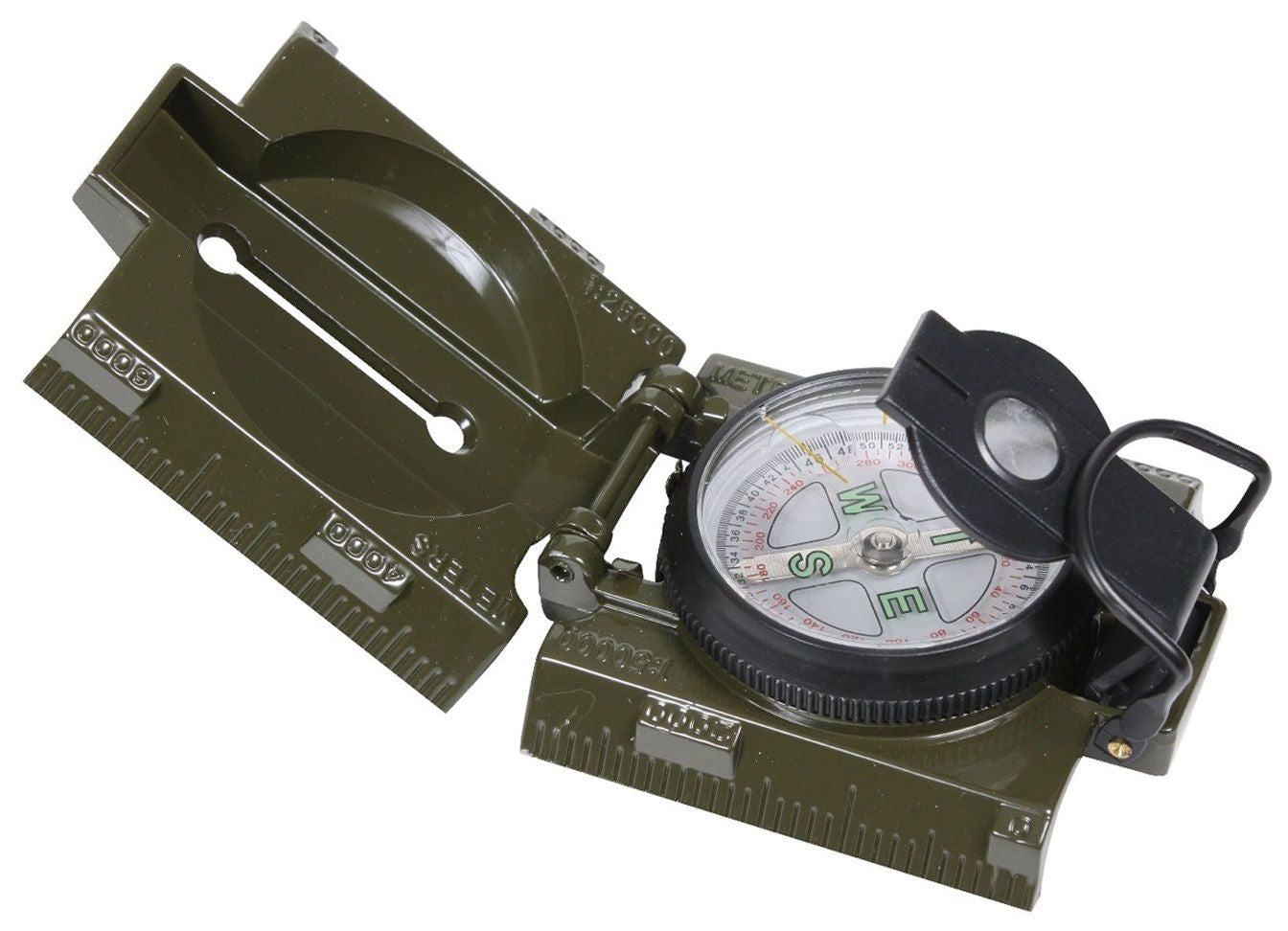 OD Liquid Filled Compass - Magnifying Glass Red LED Light Side Ruler