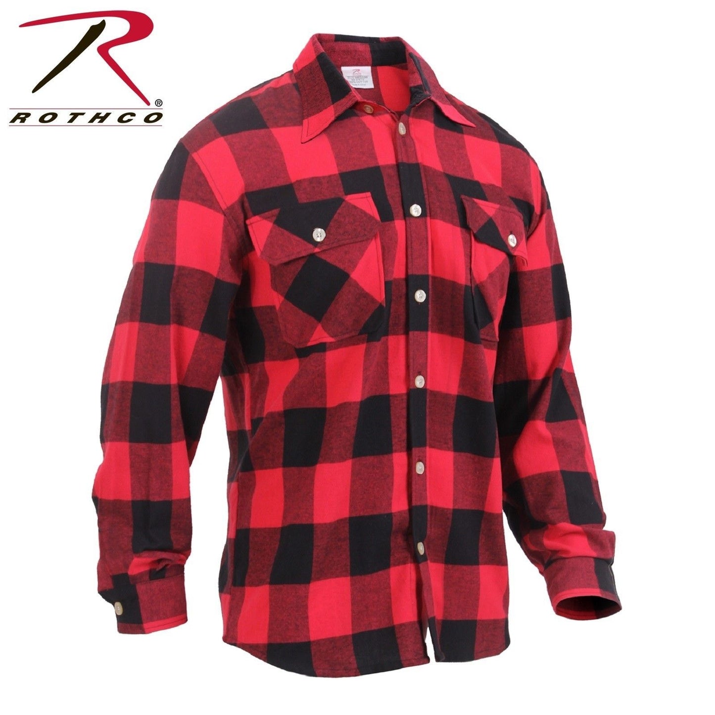 Men's Red/Black Lightweight Flannel Shirt - Rothco Lightweight Cotton Flannel
