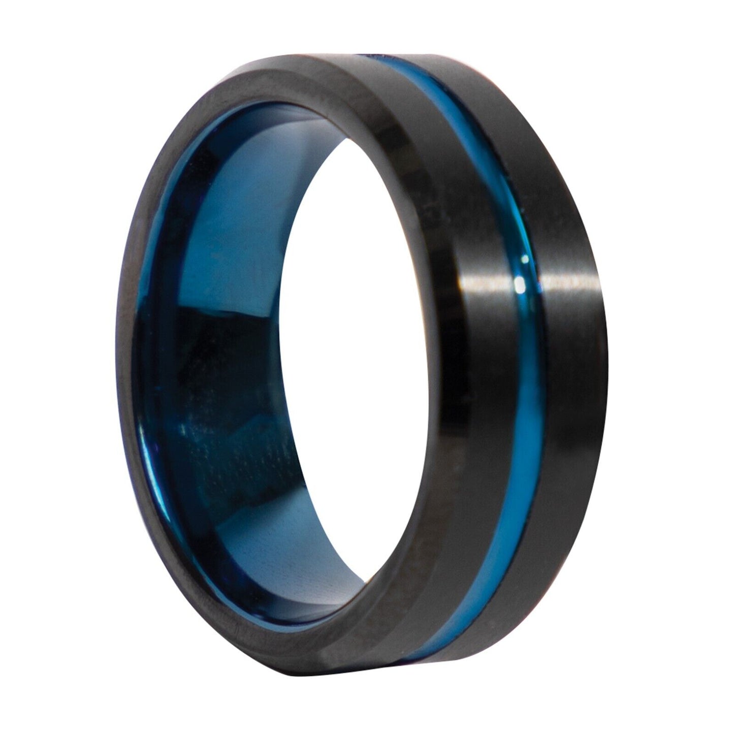 Tungsten Carbide Thin Blue Line Wedding Ring