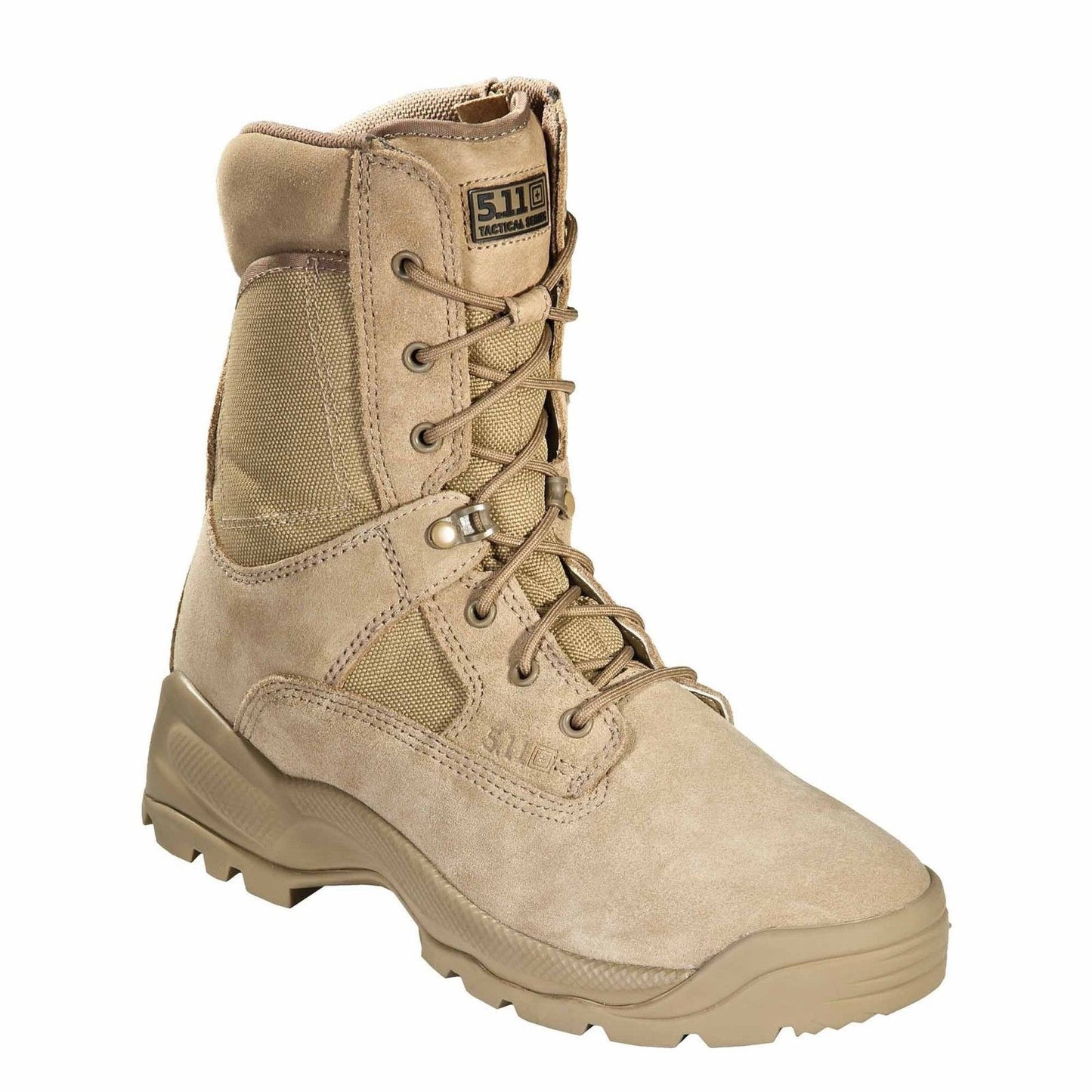 5.11 Mens ATAC 8" Coyote Tactical Boots - Tan Side Zip Field Duty Work Boot