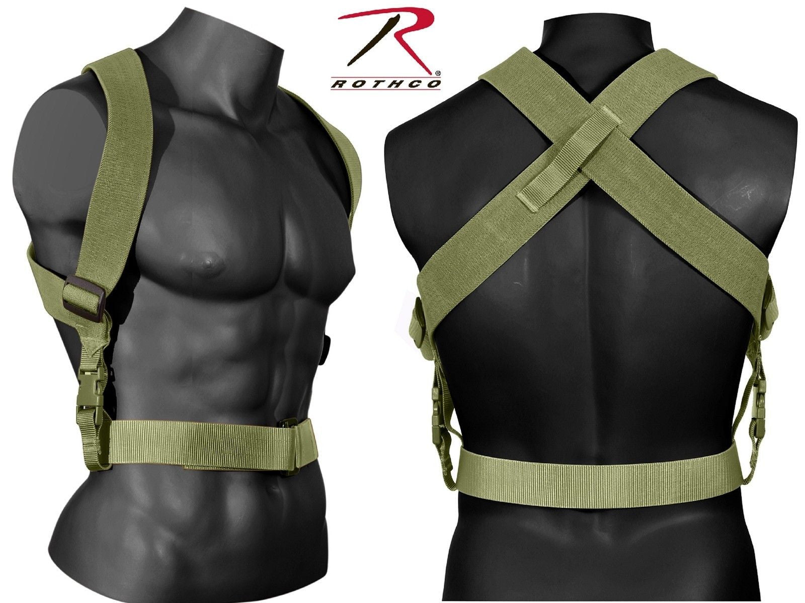 Olive Drab Tactical Combat Suspenders - Rothco Adjustable Gear