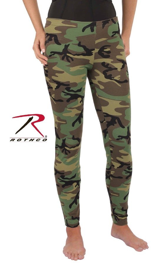 Womens Camouflage Leggings - Snug Cotton Spandex Classic Camo Legging Pants