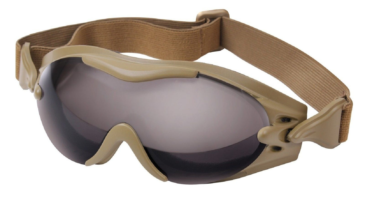 Coyote Brown Anti-Fog SWAT TEC Tactical Goggles w/ Elastic Headband Rothco 11397