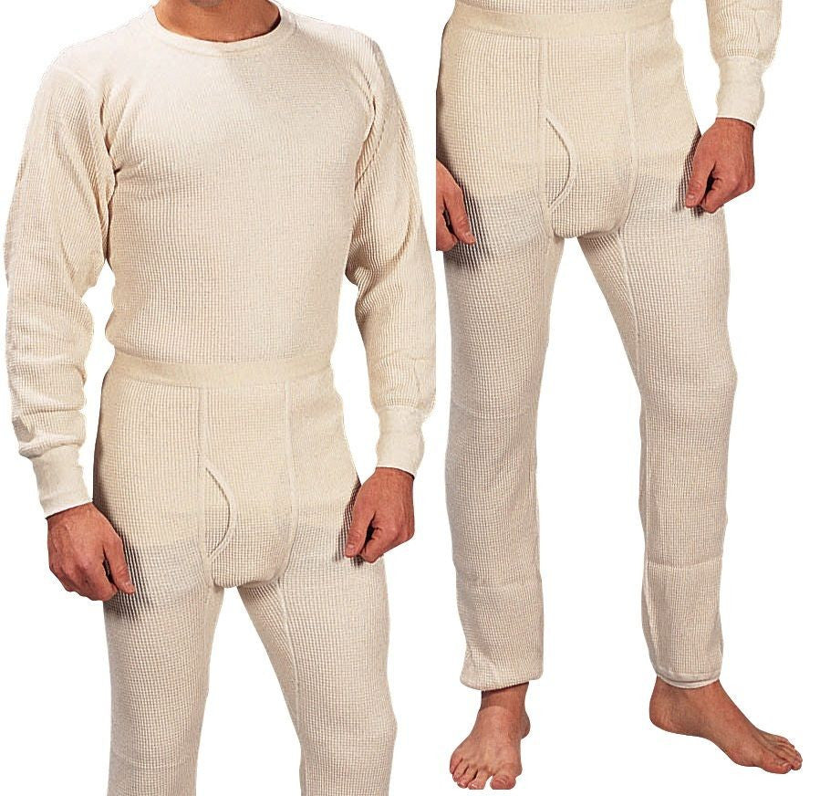 Extra Heavyweight Thermal Knit White Underwear - Long John Winter