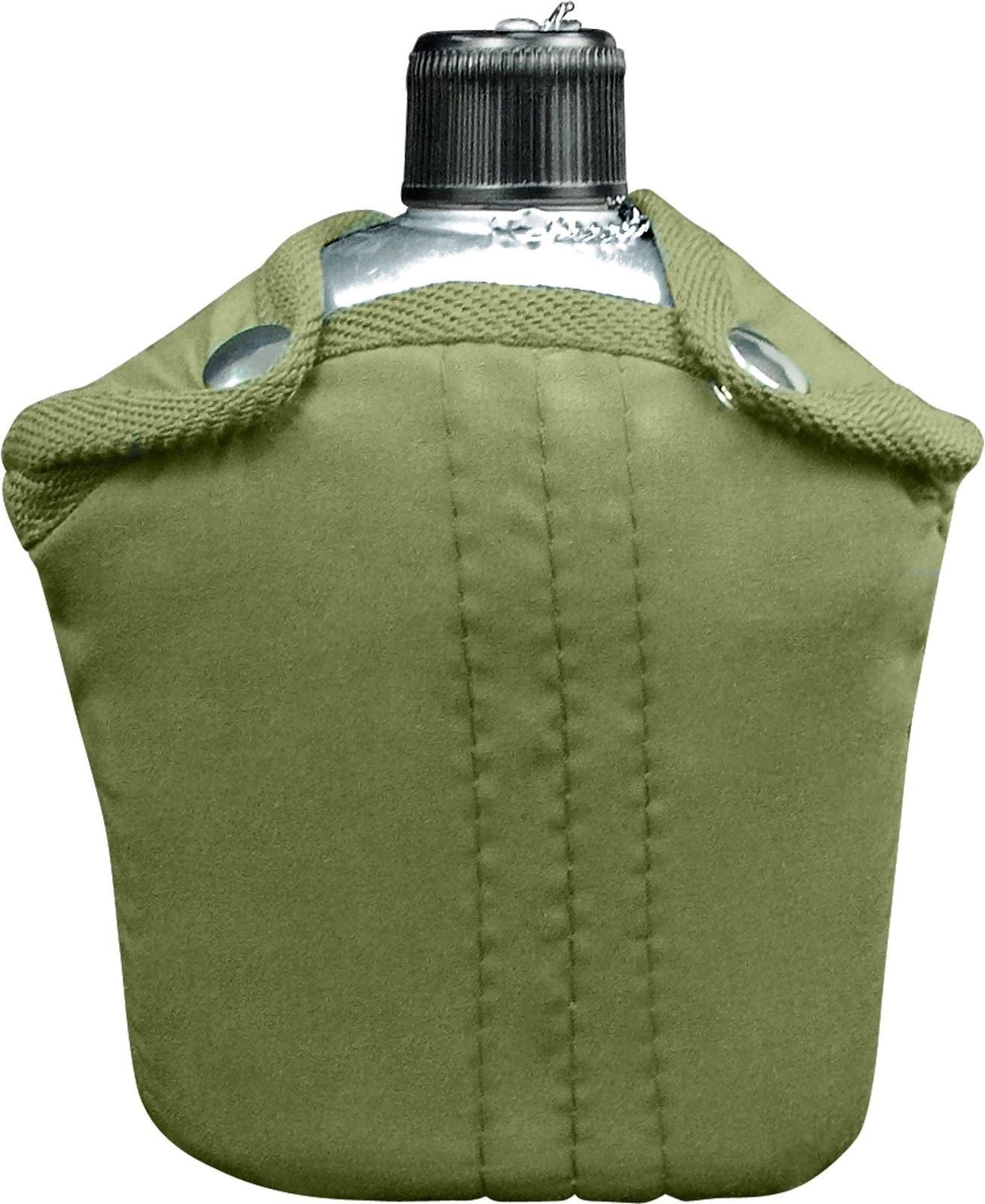 Aluminum 1 QT Canteen & Cover - Tactical Olive Drab Cover W/ Belt Hooks