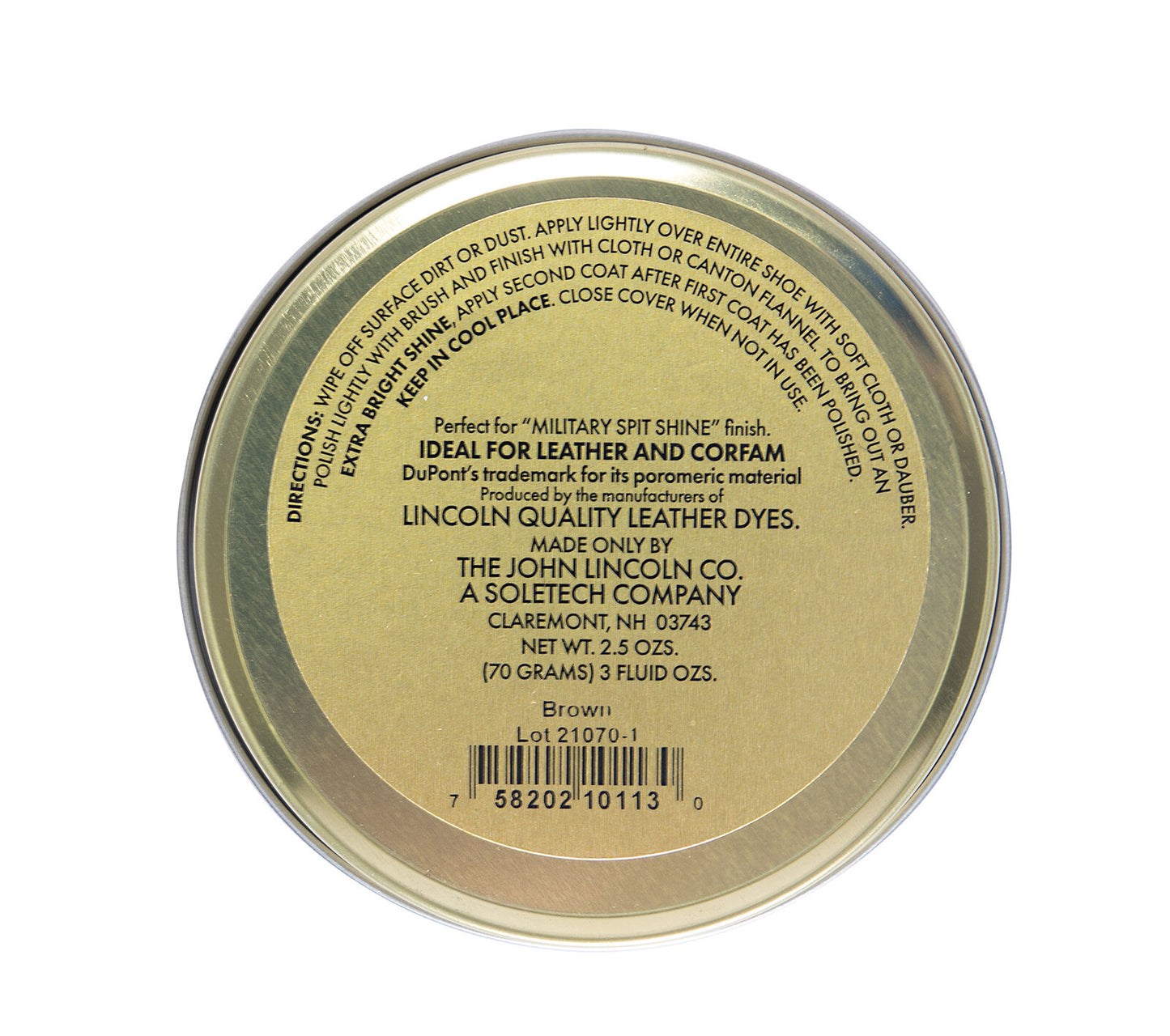 Brown 70 Gram Lincoln Stain Wax Shoe Polish - Made In USA