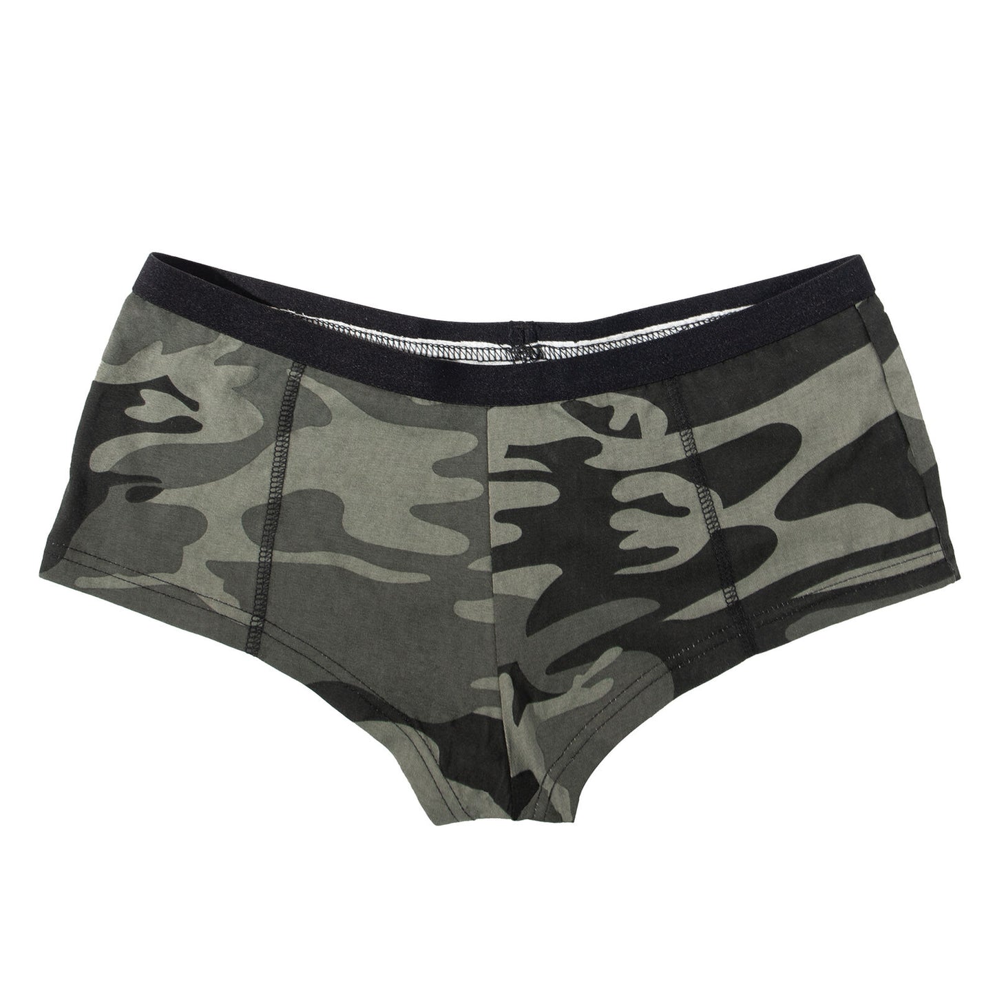Womens Black Camo "Booty Camp" Booty Shorts Stretch Fabric