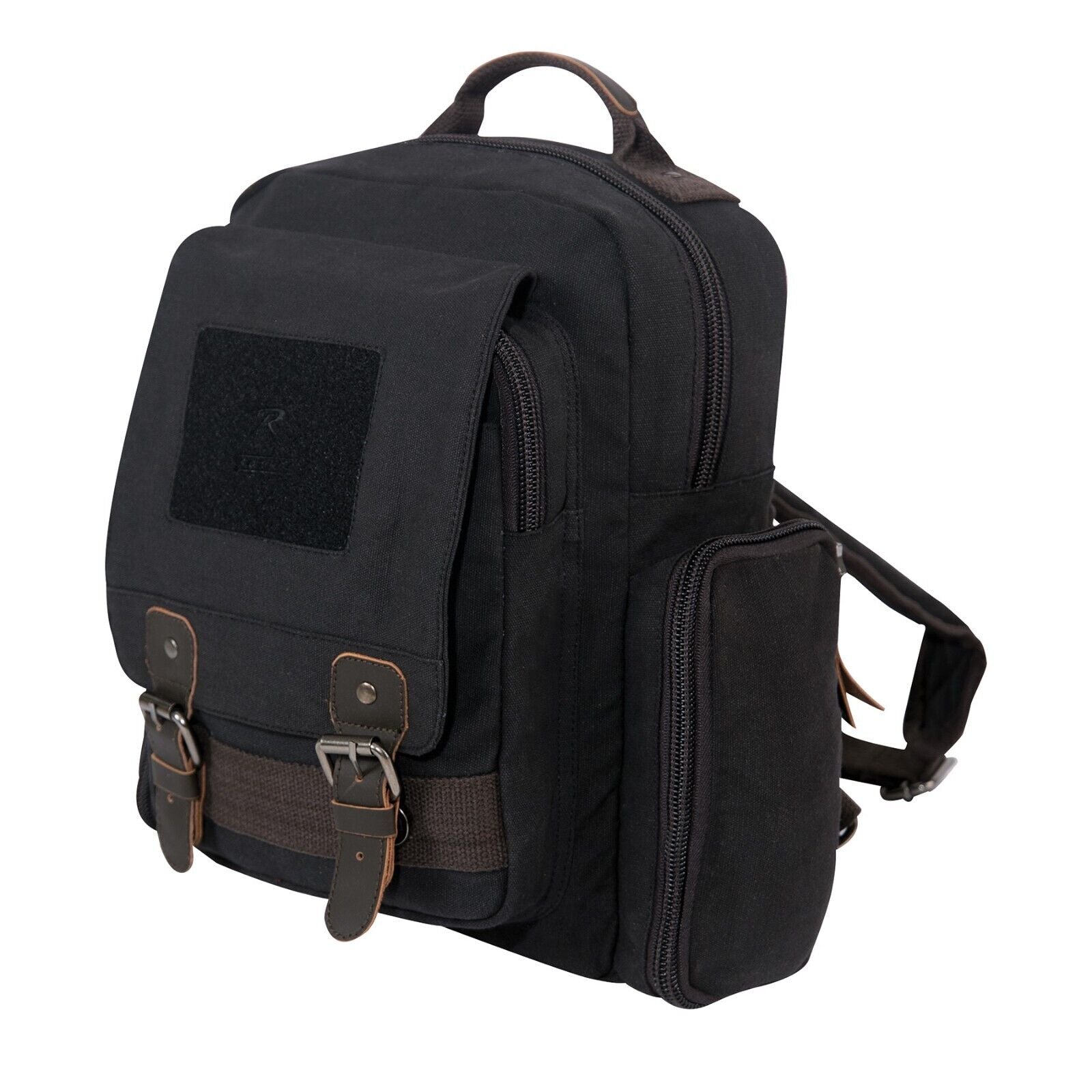 backpack for school travel and hiking Rothco Black Vintage Canvas Sling Backpack