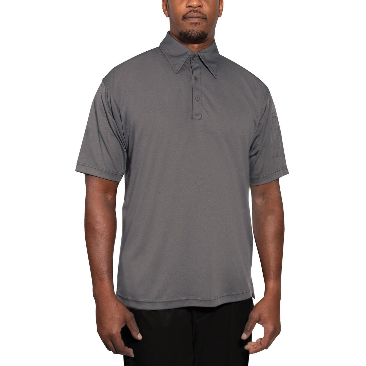 Men's Tactical Performance Polo Shirt In Grey or Red 3-Button Polyester Golf