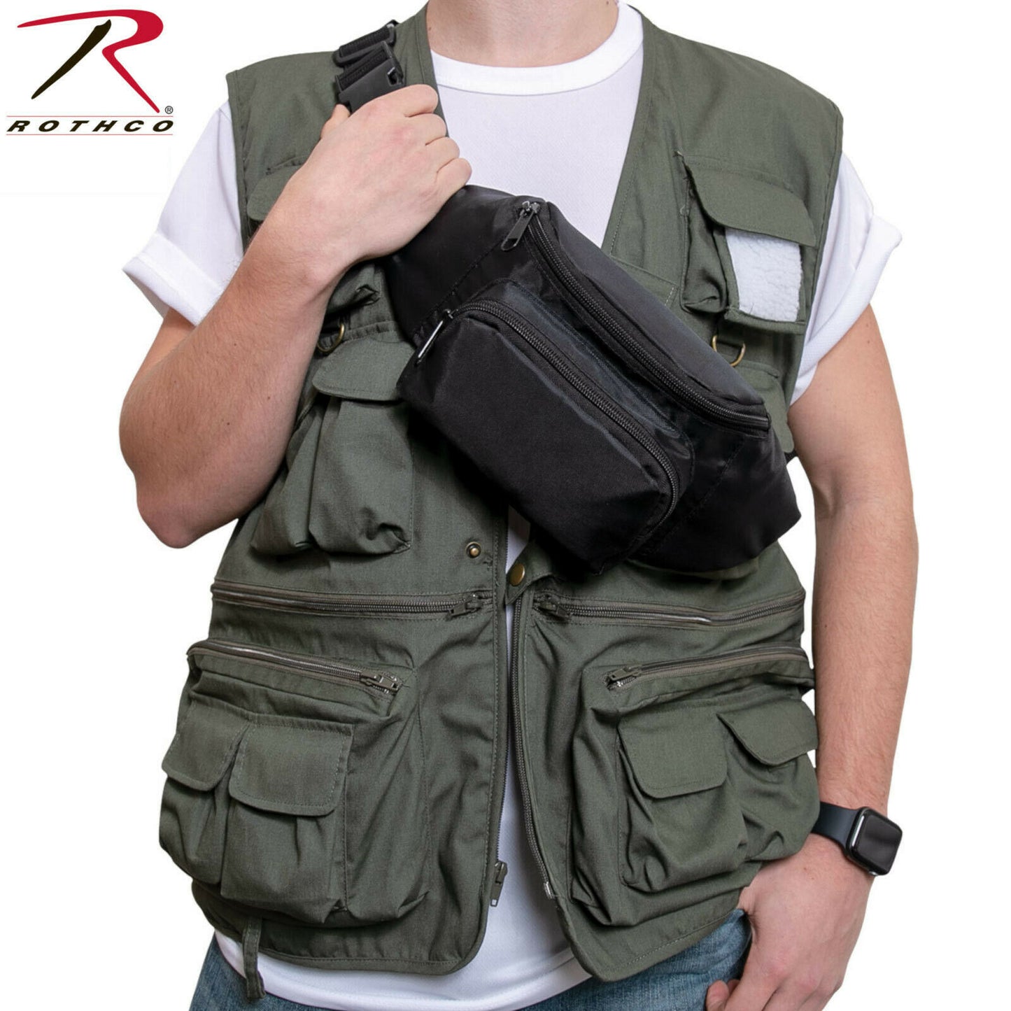 Rothco Crossbody Fanny Pack in Black - Lightweight Oxford Polyester Construction