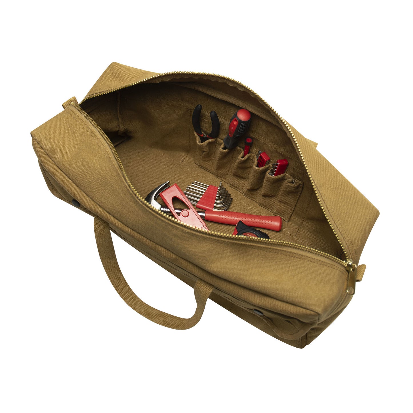 Coyote Brown GI Style Heavy Duty Canvas Tool Bag w/ Brass Zipper 19"X9"X6"