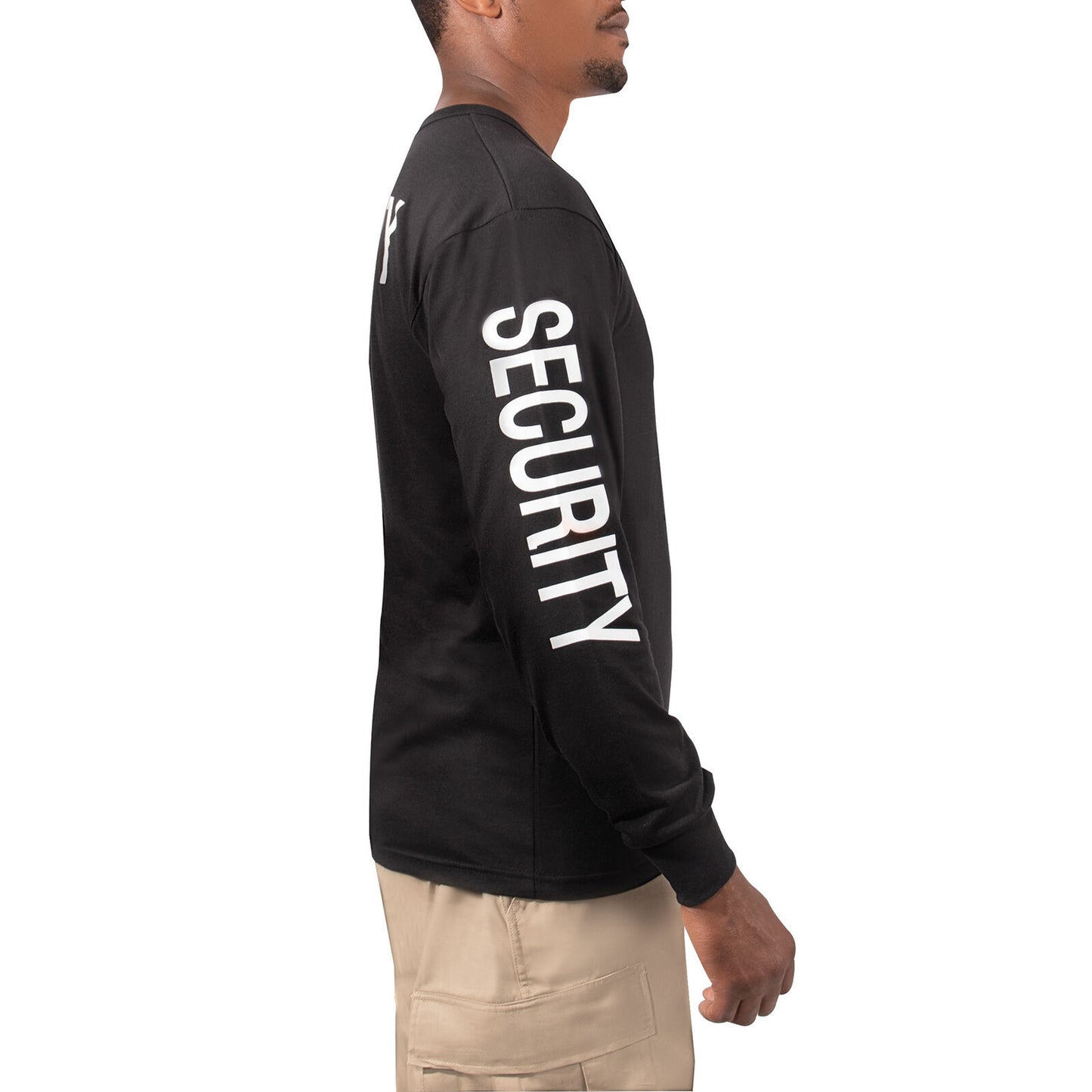 Men's Long Sleeve Two-Sided SECURITY T-Shirt in Black