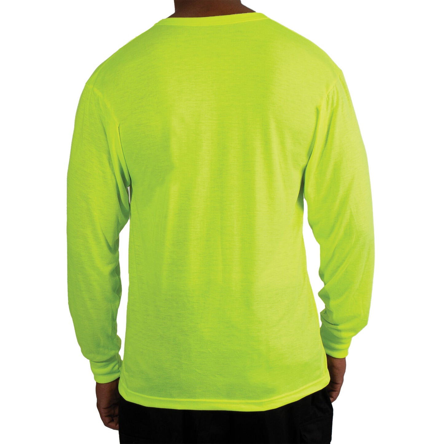 Men's Safety Green Moisture Wicking Long Sleeve T-Shirt with Chest Pocket