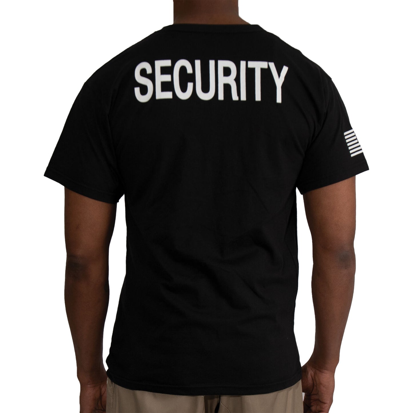Men's Black 2-Sided "SECURITY" T-Shirt with US Flag On Sleeve