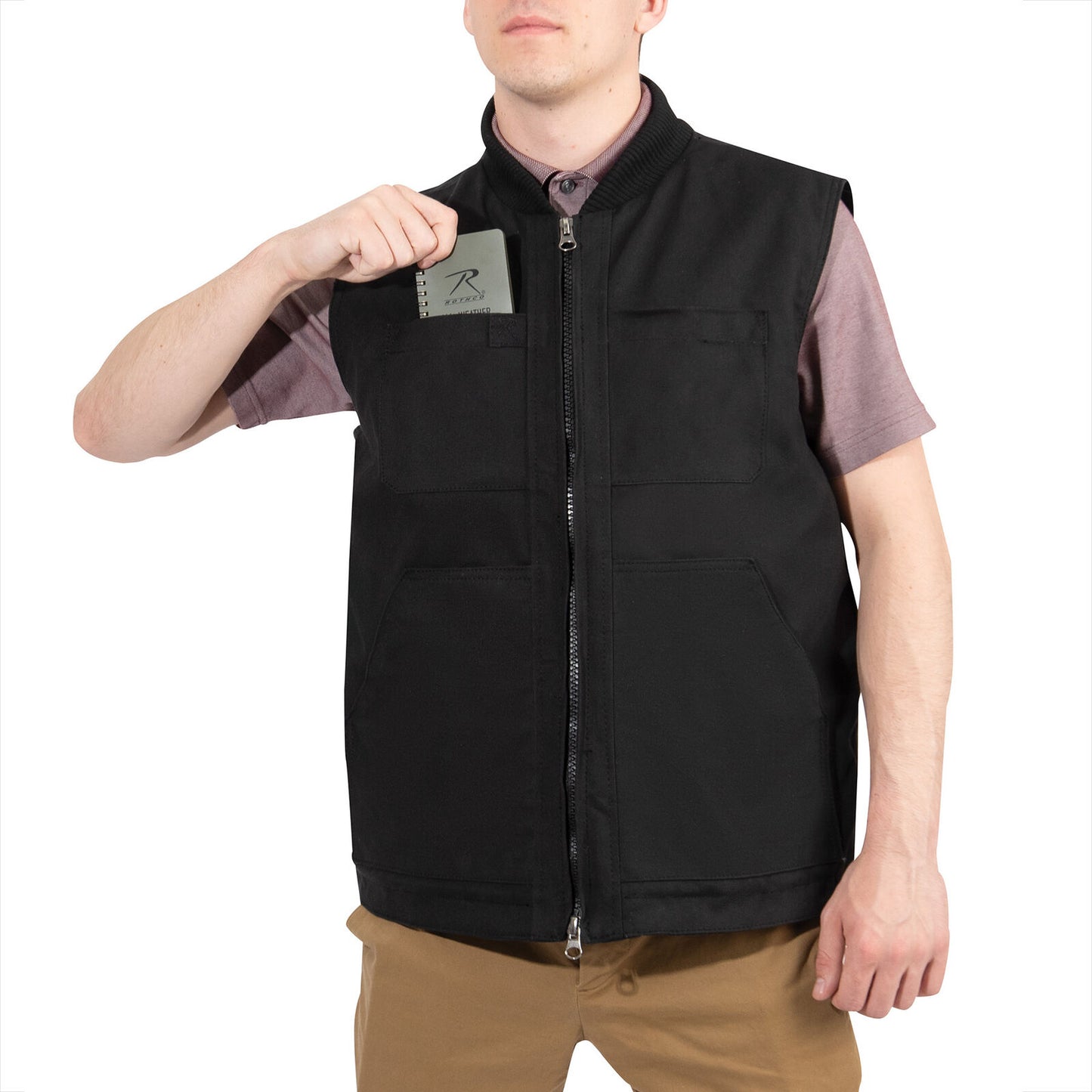 Concealed Carry Backwoods Canvas Vest Men's Black Tactical Vest