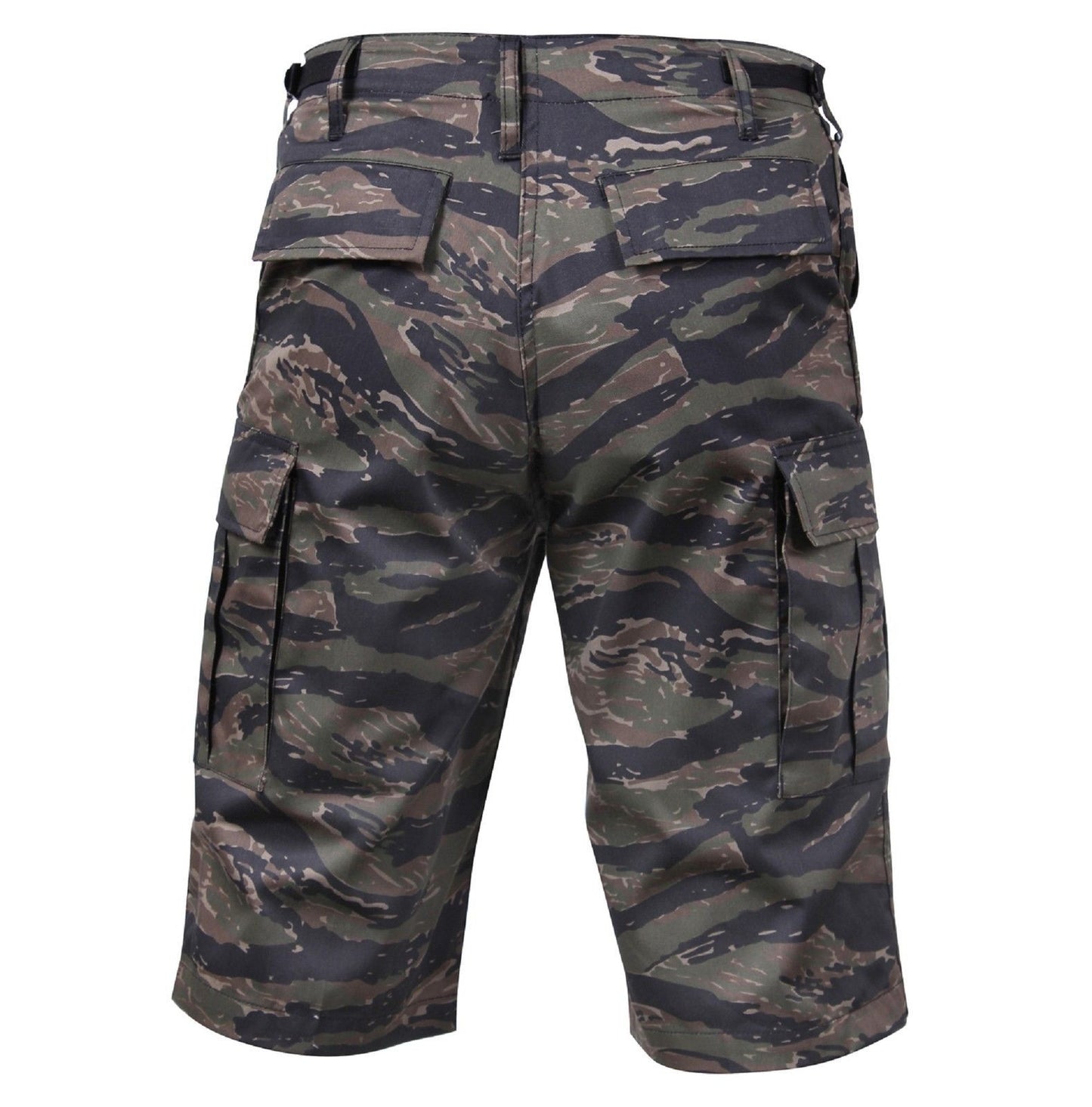 Men's Long-Length Tiger Stripe Camouflage Relaxed Fit BDU Cargo Shorts
