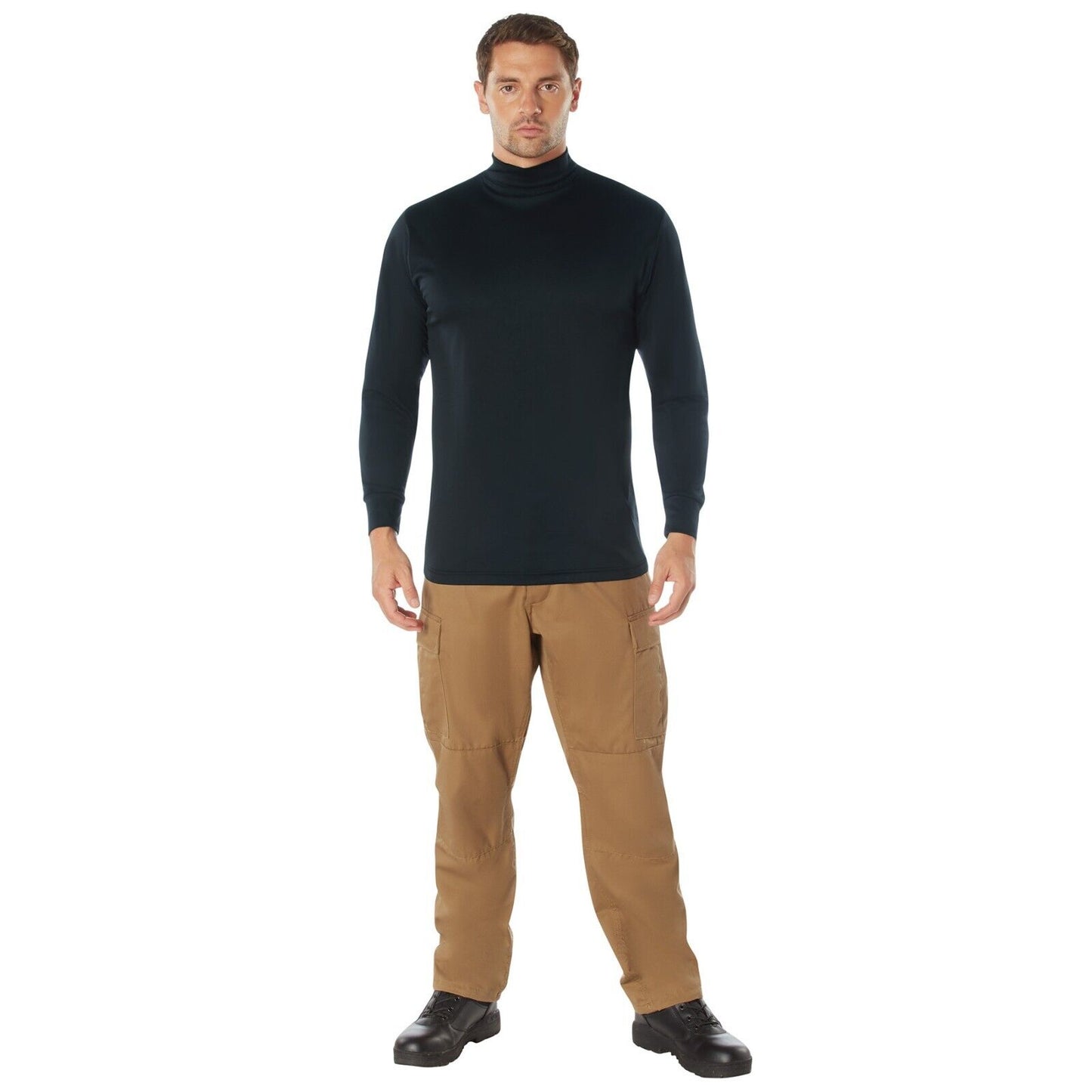 Rothco Midnight Navy Blue Moisture Wicking Long Sleeve Mock Turtleneck Shirt