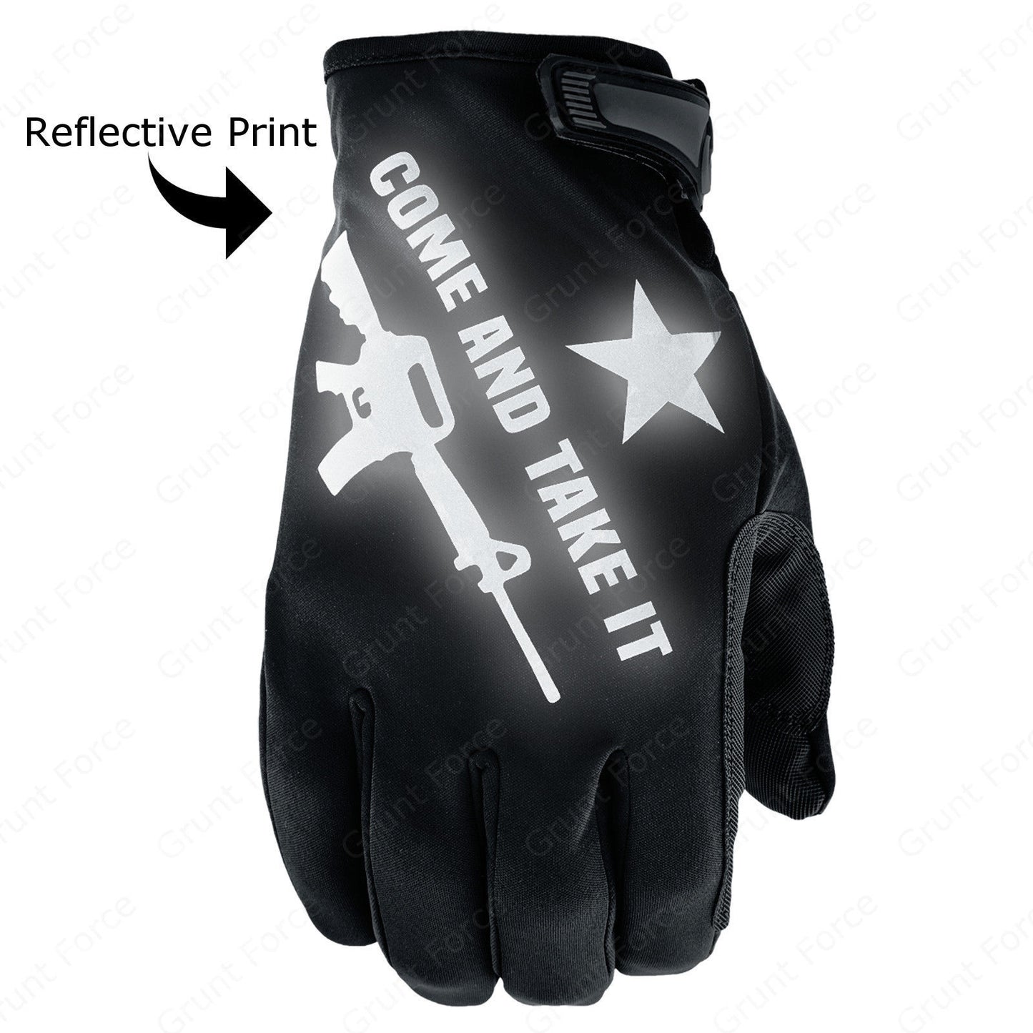 Industrious Handwear Full Finger Black "Come and Take It" Reflective Gloves