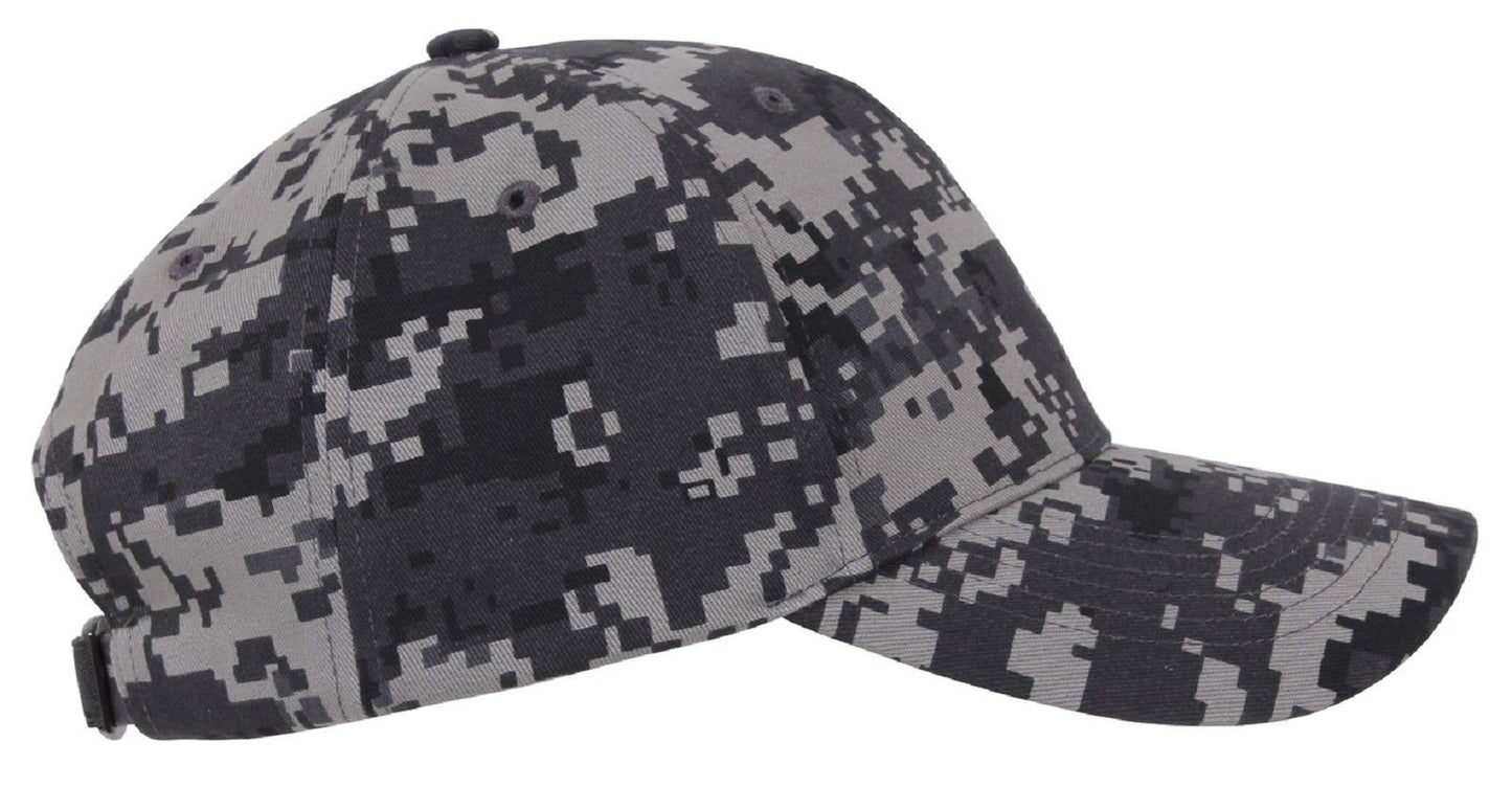 Men's Gray Subdued Urban Digital Camo Low Profile Adjustable Baseball Cap Hat