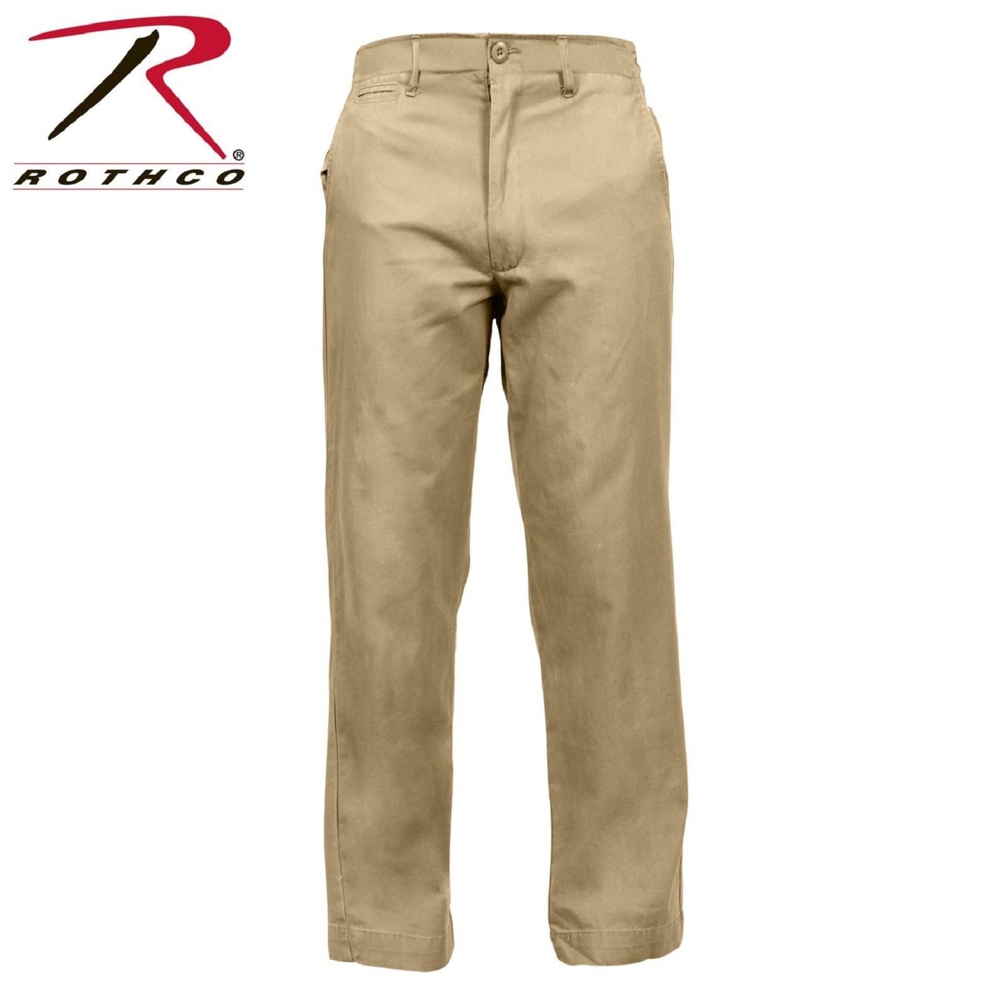 Mens Washed Cotton Khaki Chino Pants - Rothco GI-Style Vintage Chinos 2346