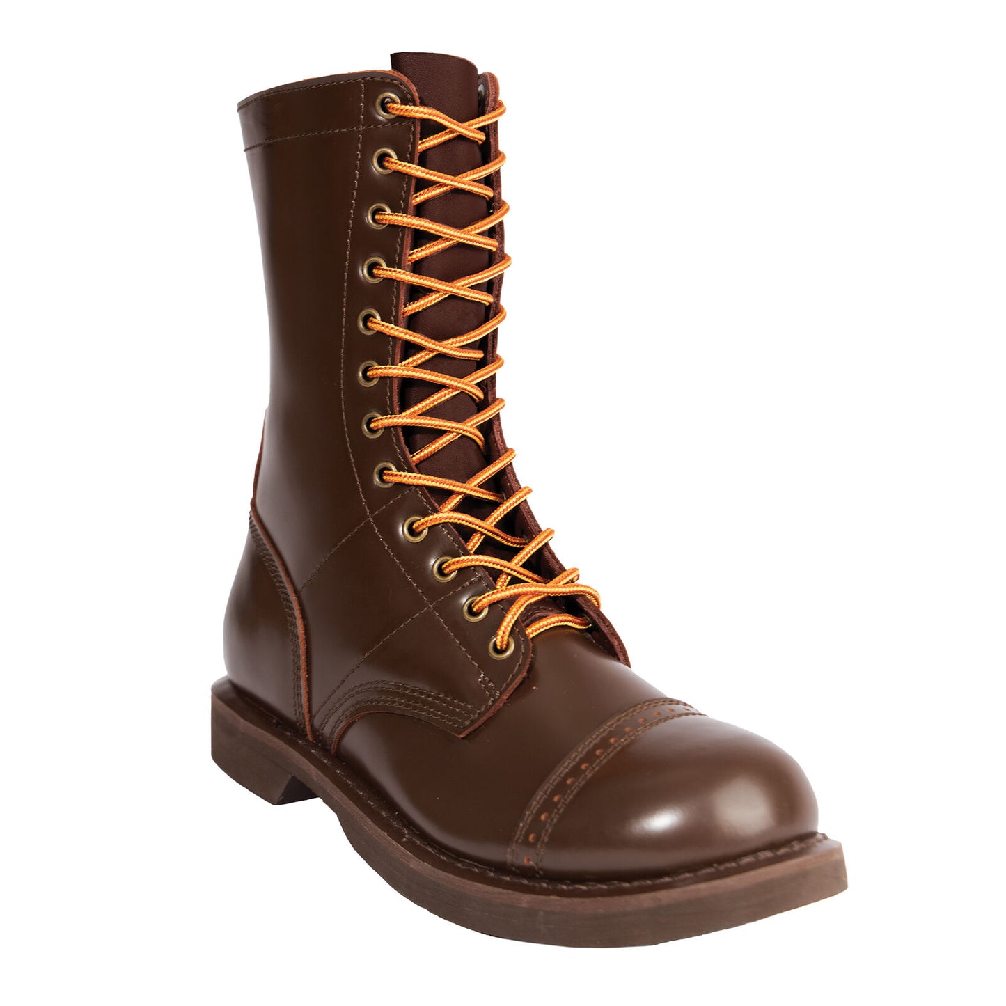 Men's 10 Inch Brown Leather Jump Boot - Army Style Tactical Boots
