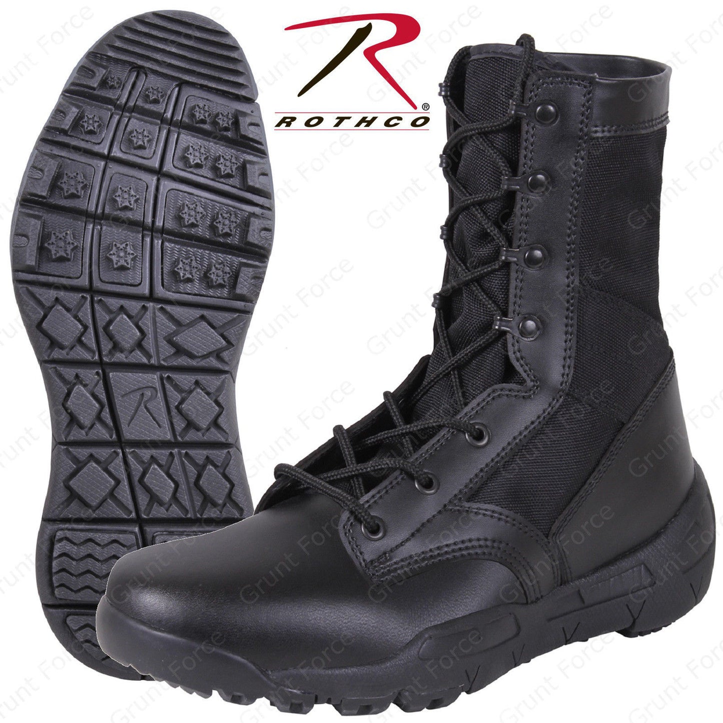 Lightweight V-Max Tactical Boots - Rothco Black 8.5" Field Duty Work Boot