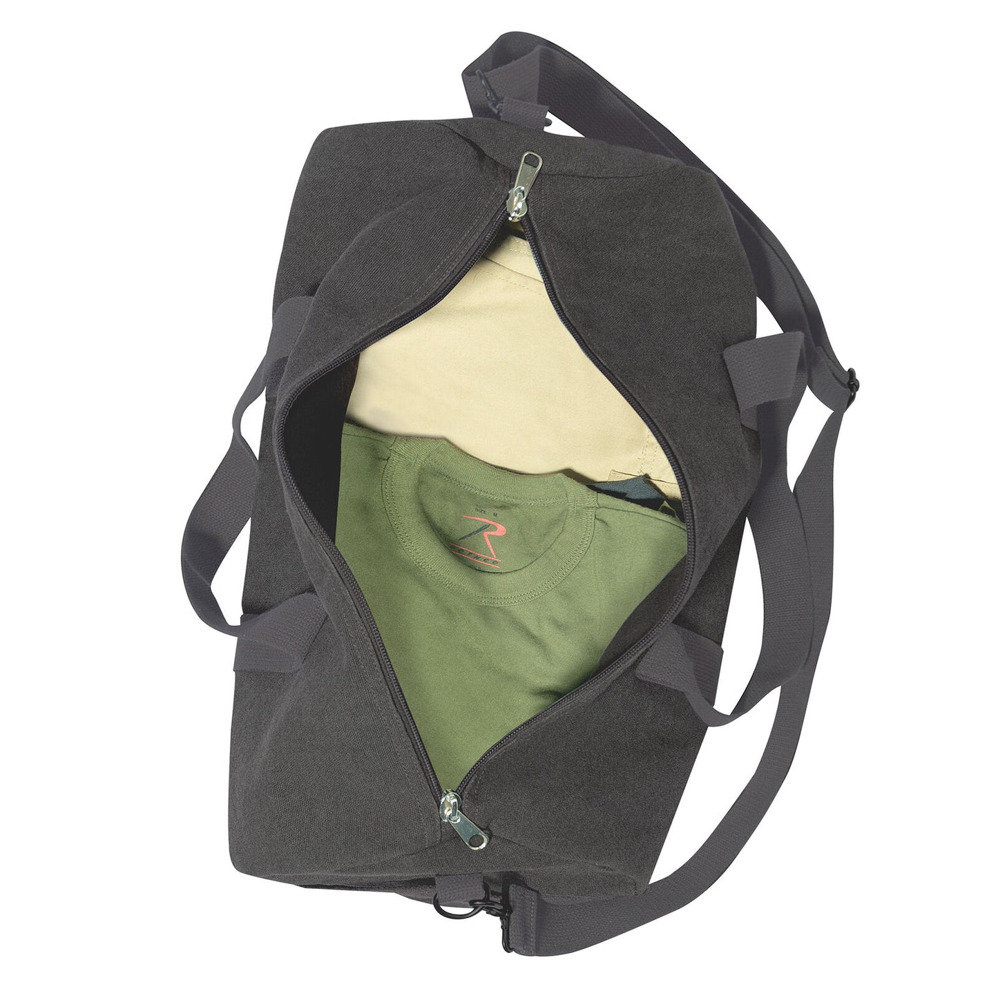 Charocal Grey Canvas Shoulder Duffle Bag - 19 Inch Unisex Travel Gear Bag