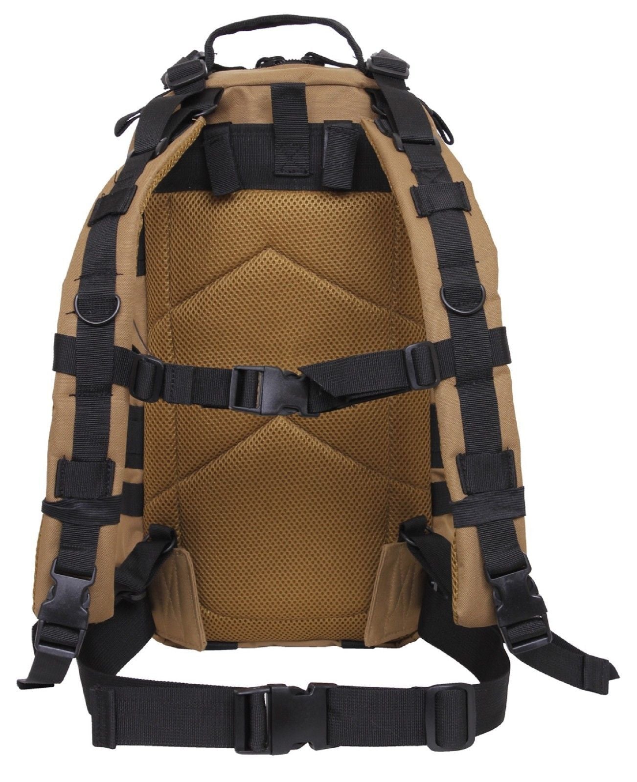 Coyote Brown & Black Medium Transport Pack Backpack - Rothco Tactical MOLLE Bag