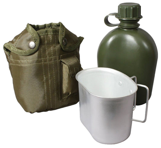Rothco OD 3-Piece Canteen Kit With Cover & Aluminum Cup - Camping or Survival