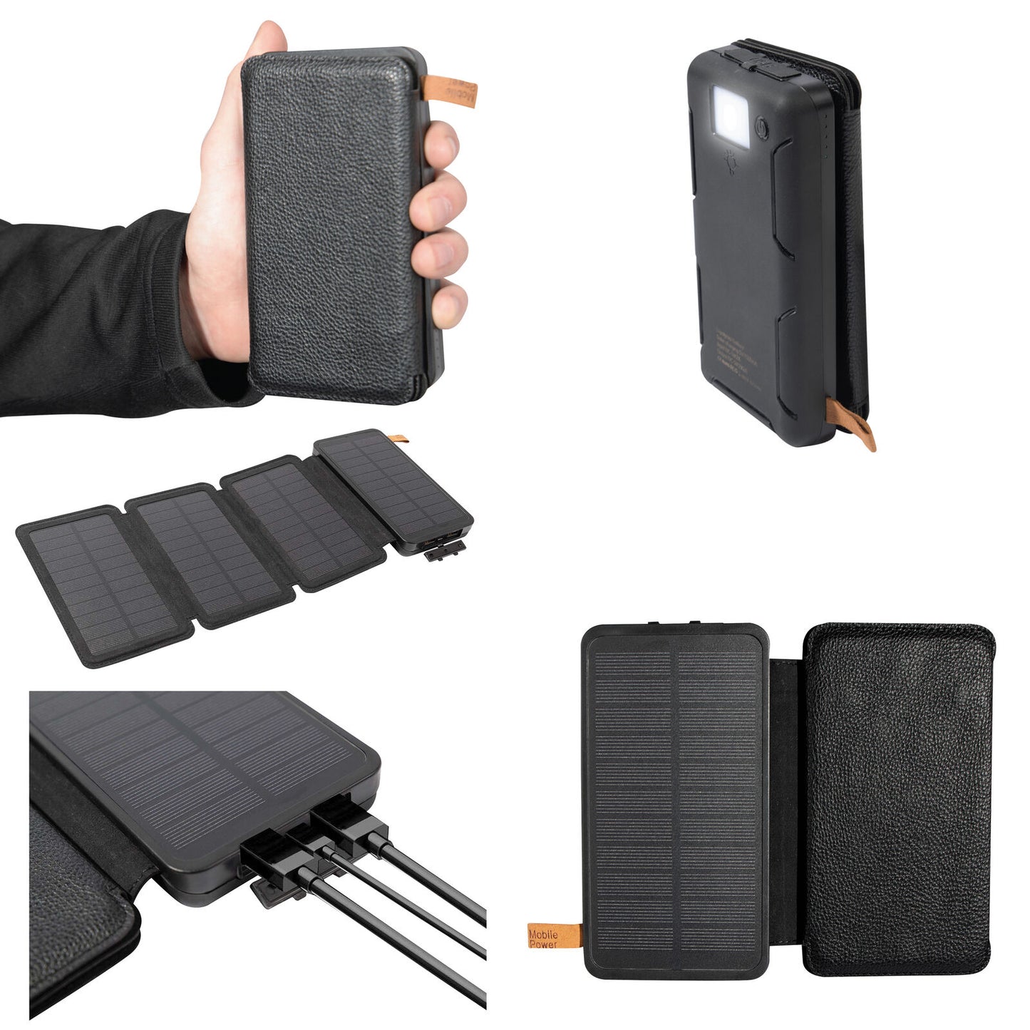 Folding Solar Panel with Power Bank - 5.5V 6W 16000mAh Battery Capacity