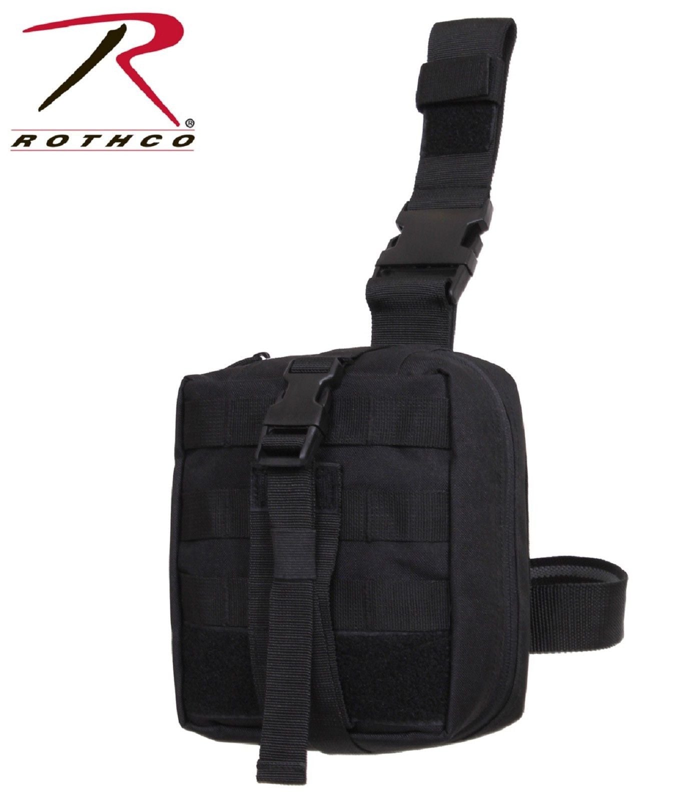 Rothco Black Drop Leg Detachable Utility Pouch - MOLLE EMT Thigh Pouches 20755