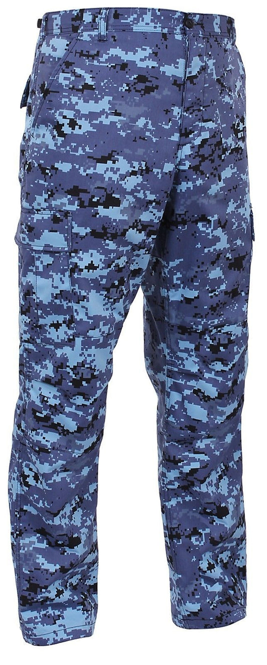 Men's Sky Blue Digital Camo BDU Cargo Pants - Tactical Style