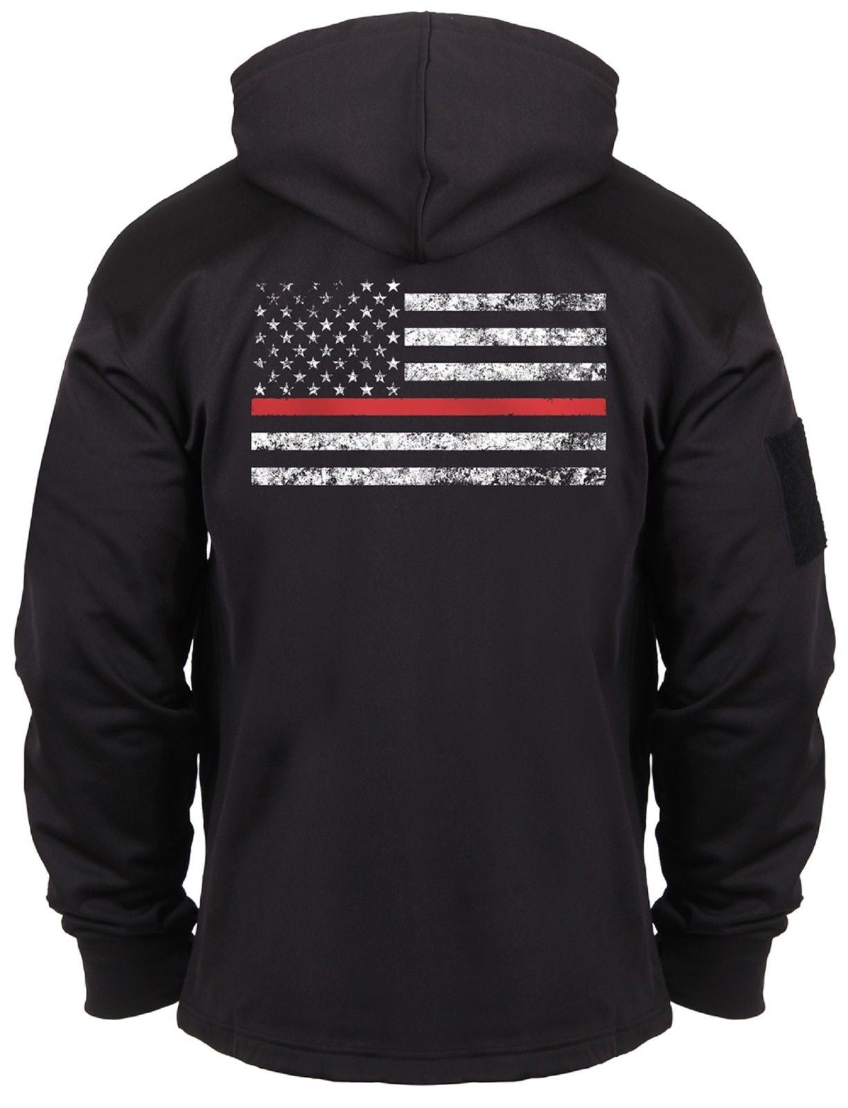 Thin Red Line Concealed Carry Hooded Sweatshirt - Black Firemans Hoodie & Patch
