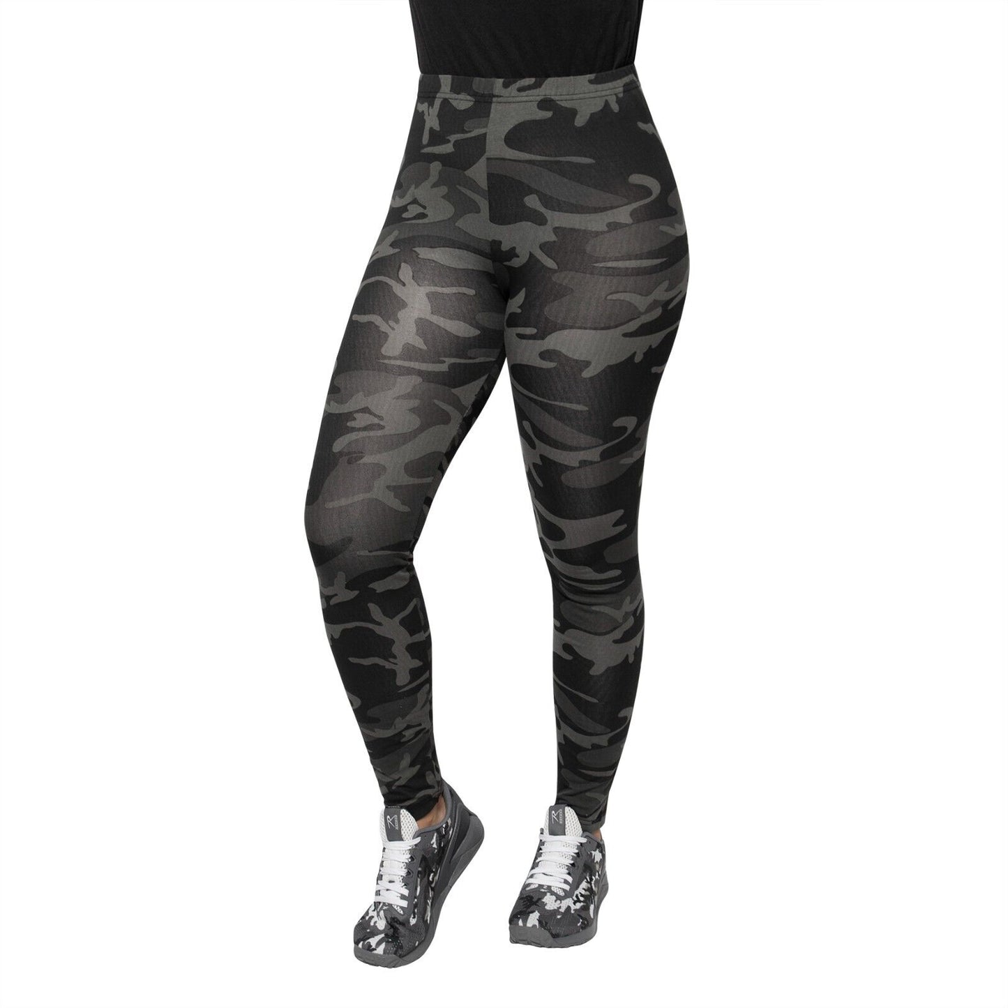 Womens Black Camo Leggings Super Soft Form Fitting