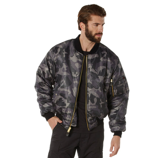 Rothco Black Camo MA-1 Army Reversible Flight Jacket