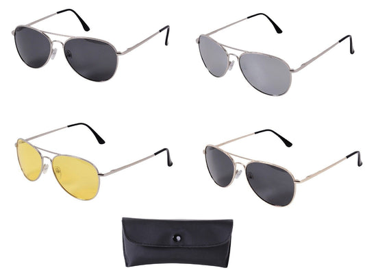 Men's 58mm Pilot's Style Polarized Lens Sunglasses - Chrome & Gold Frame