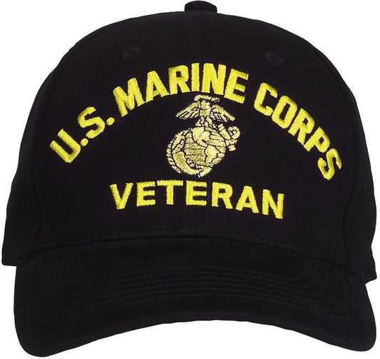 U.S. Marine Corps Veteran Cap - Black - Low Profile Baseball Hat