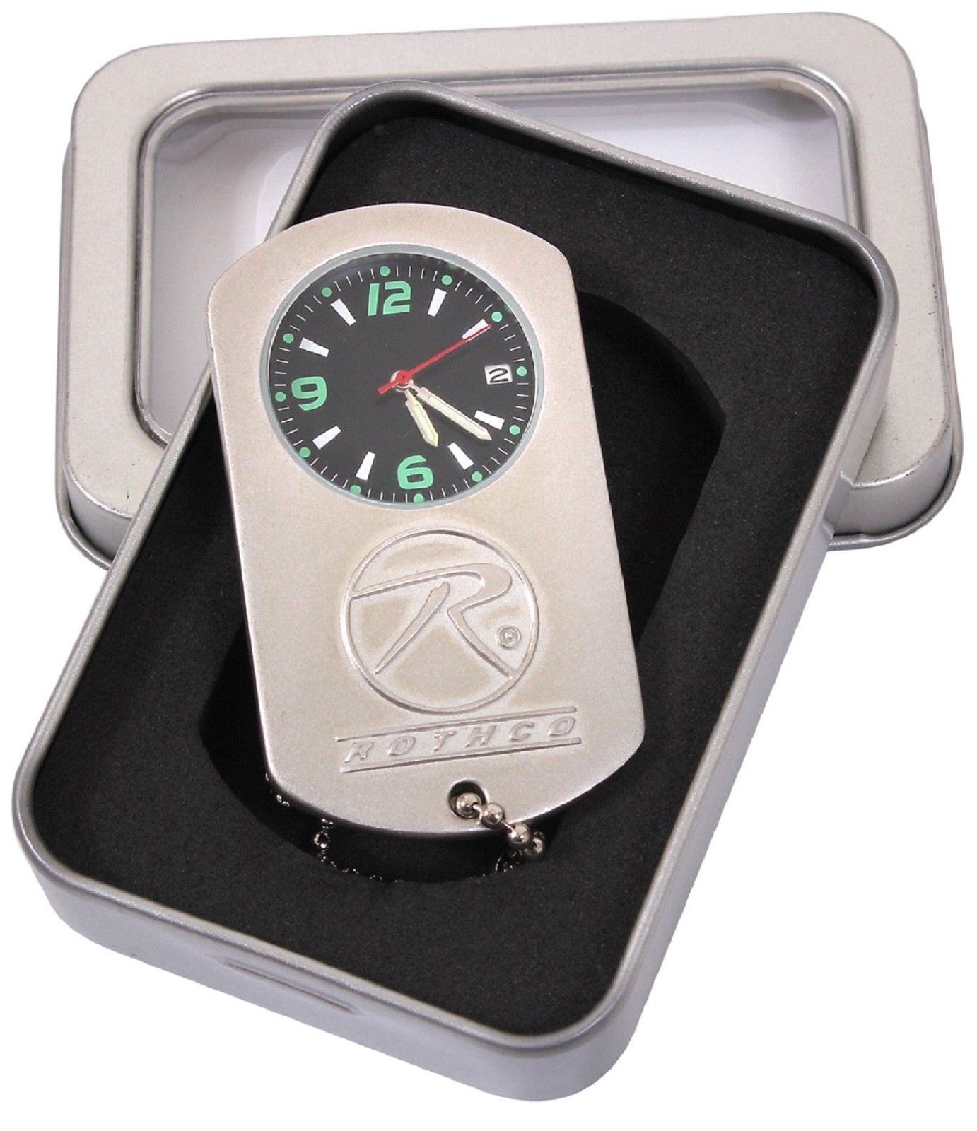 Silver Dog Tag Watch with Ball Chain & Gift Box - Rothco