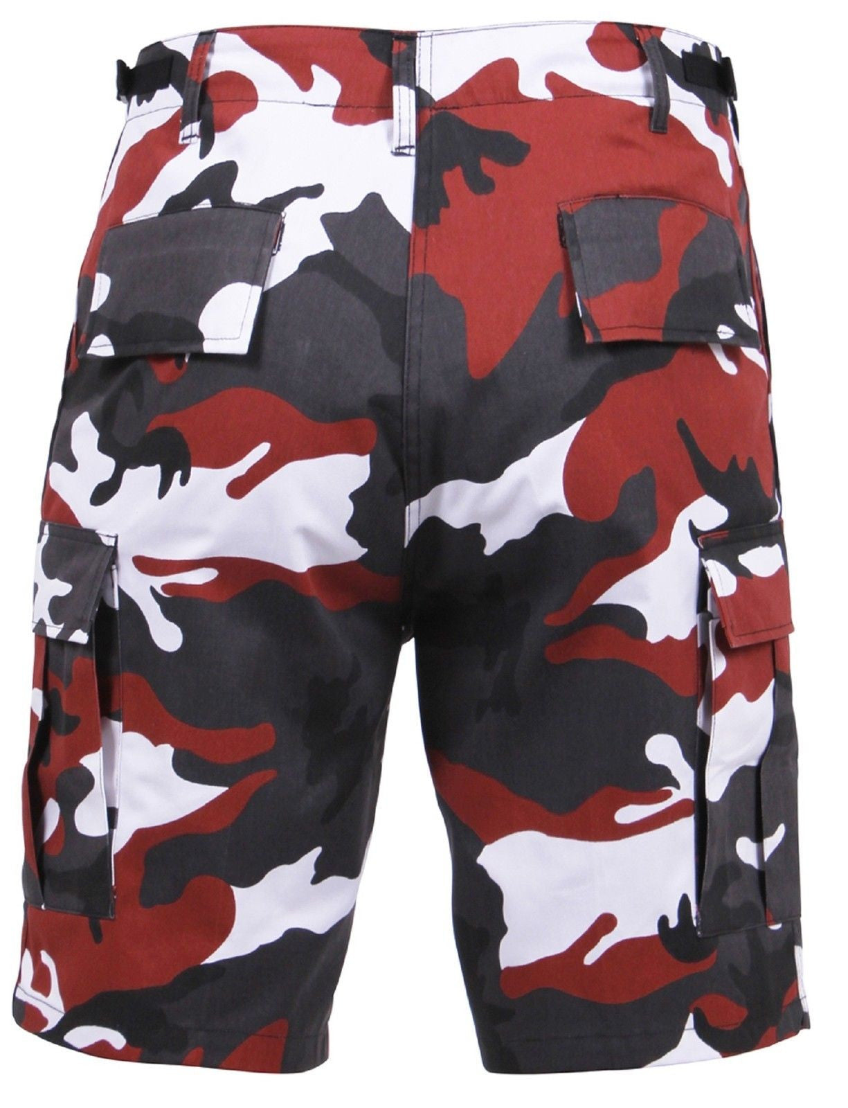 Men's Red Camouflage BDU Cargo Shorts - Black, Red & White Camo Shorts