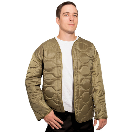 M-65 Field Jacket Liner in Coyote Brown - Insulated Quilted M65 Coat