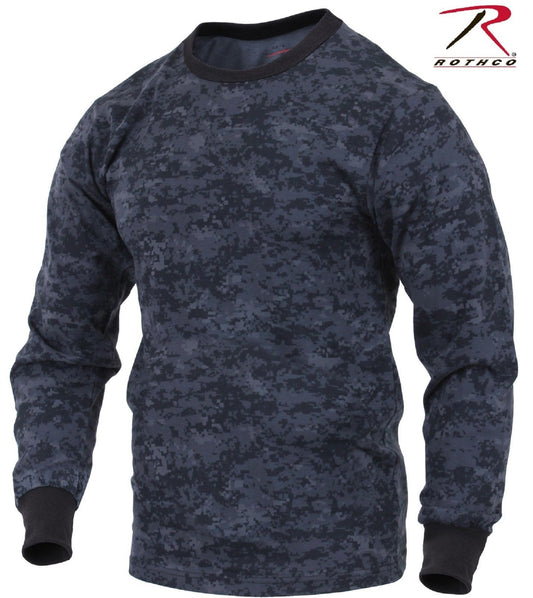 Rothco Mens Midnight Blue & Black Digital Camo Long Sleeve Camouflage Tee Shirt