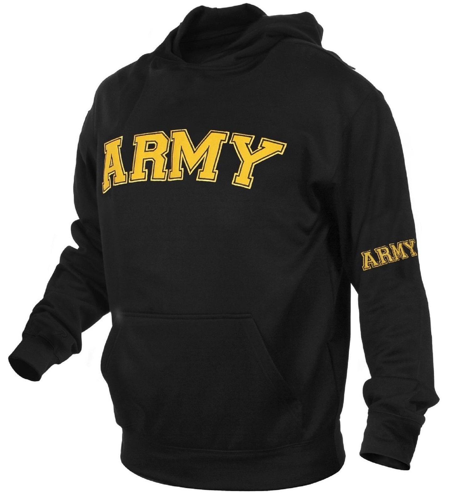 Men's Black & Gold Embroidered ARMY Pullover Hoodie Sweatshirt