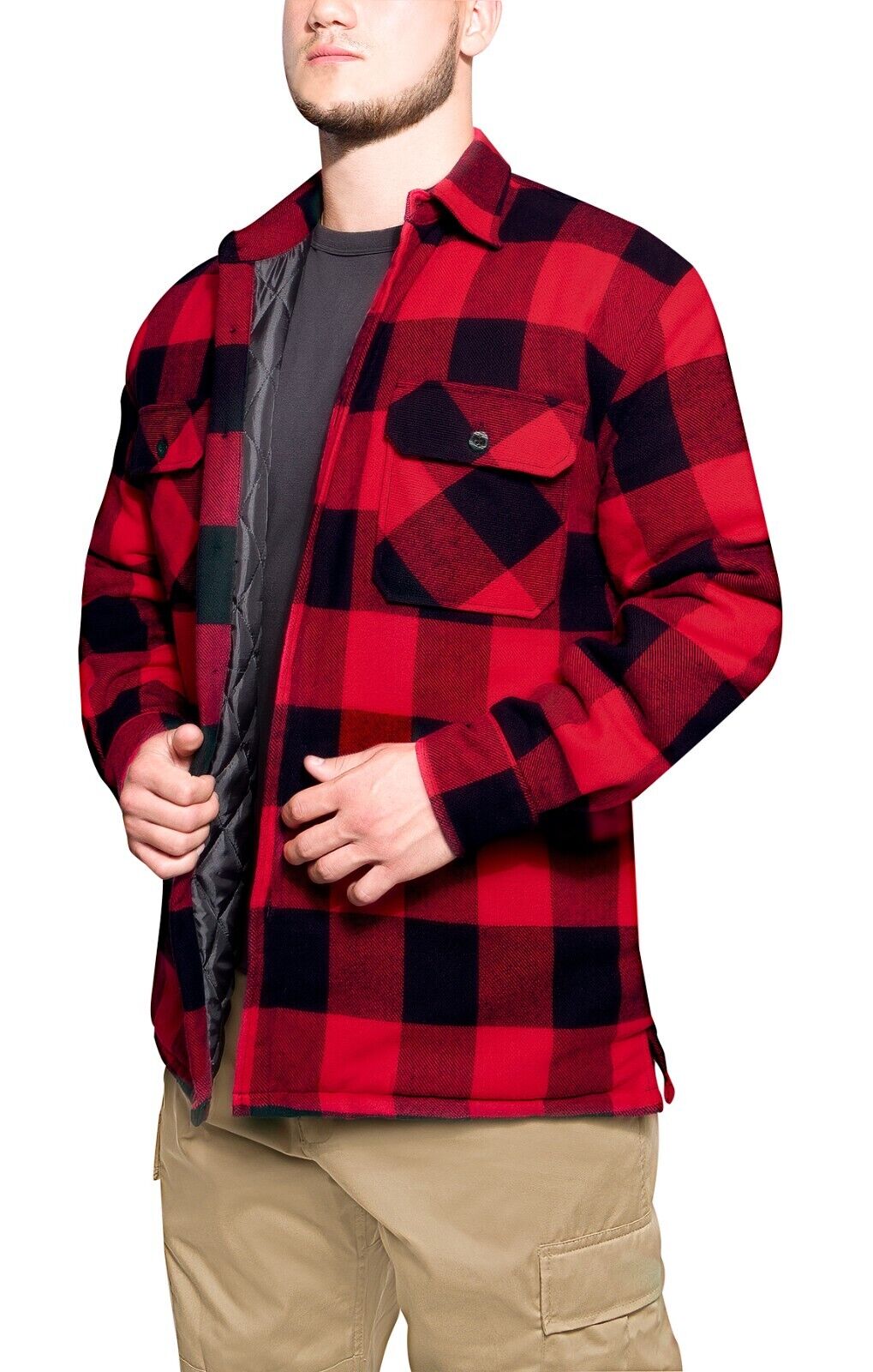 Men's Red Buffalo Plaid Quilt Lined Jacket - Rothco Flannel