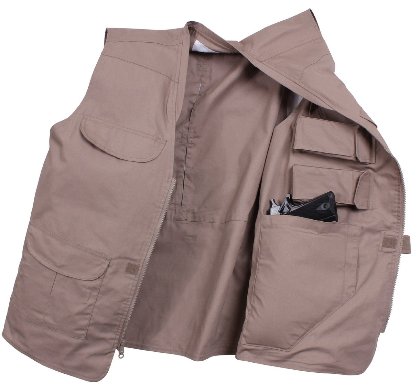 Khaki Lightweight Concealed Carry Vest - Rothco Ambidextrous CCW Tactical Vests