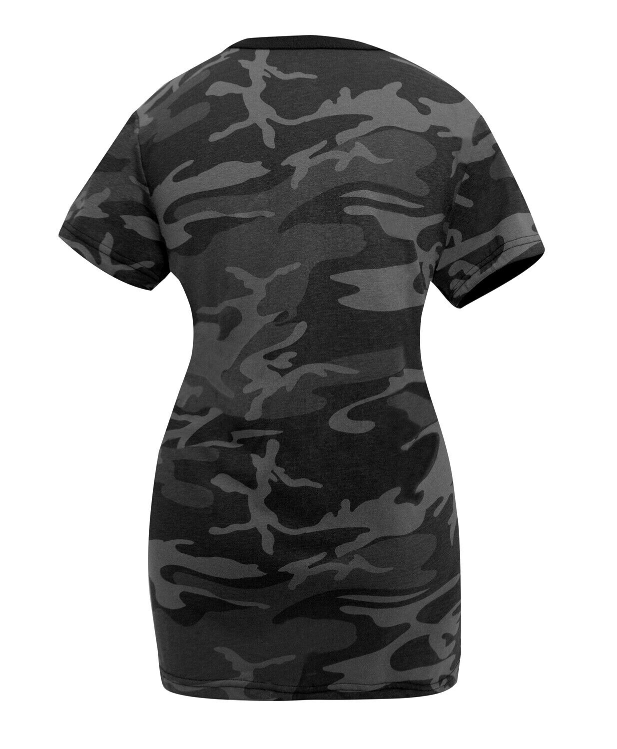 Womens Black Camo Long Length T-Shirt