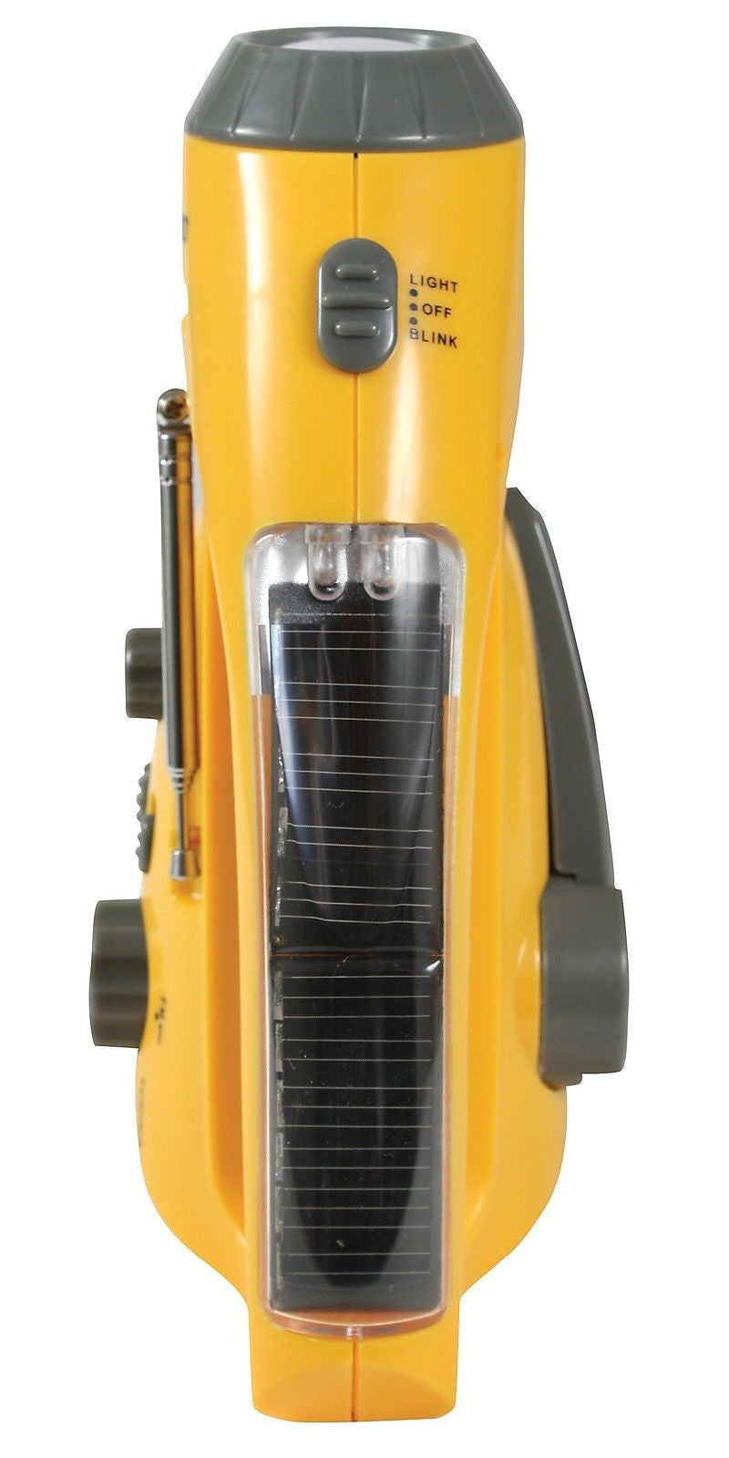 Yellow Solar & Wind-Up Crank Power Flashlight & AM/FM Outdoor Survival Radio