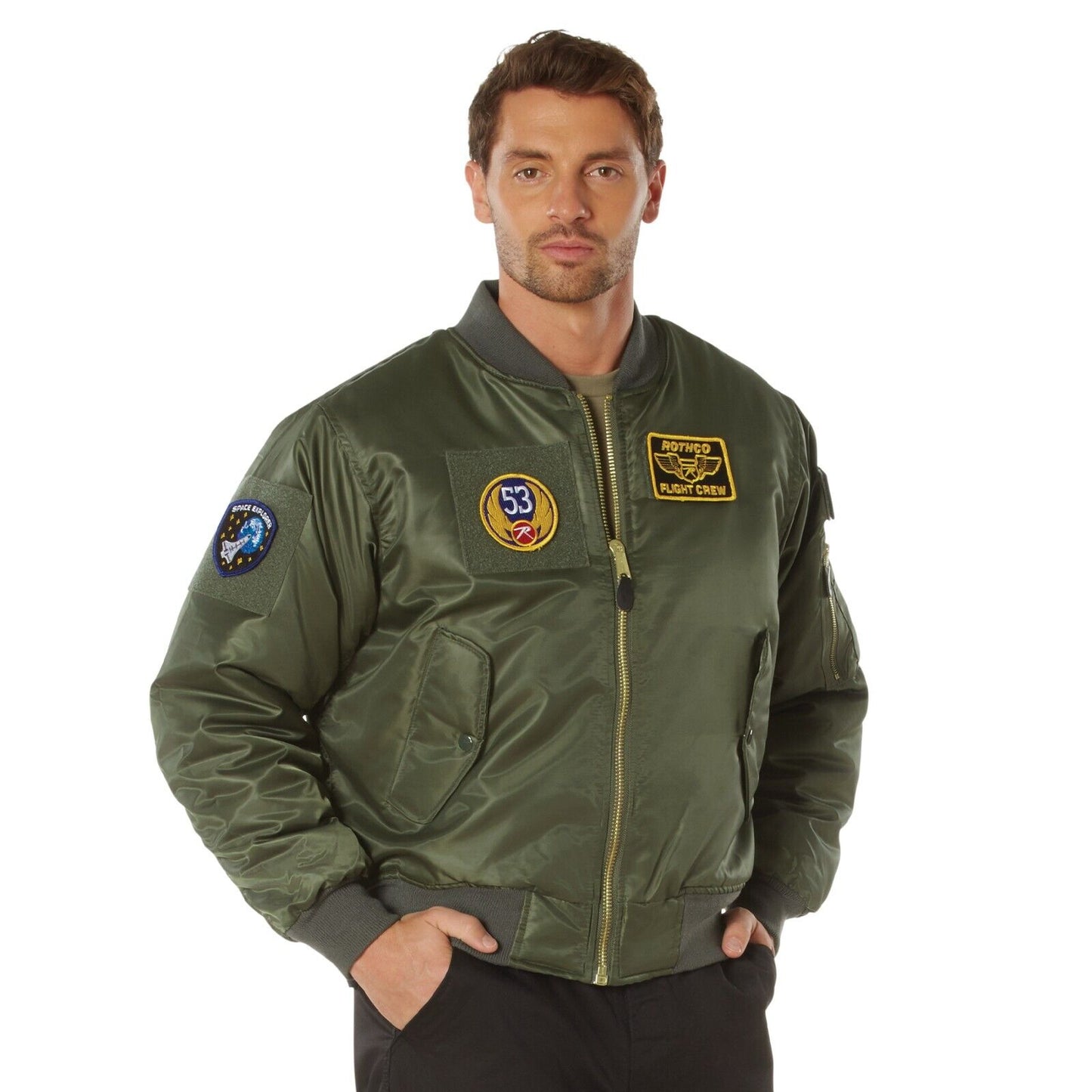 MA-1 Flight Jacket with Patches - Aviator Type Jacket Puffer Coat