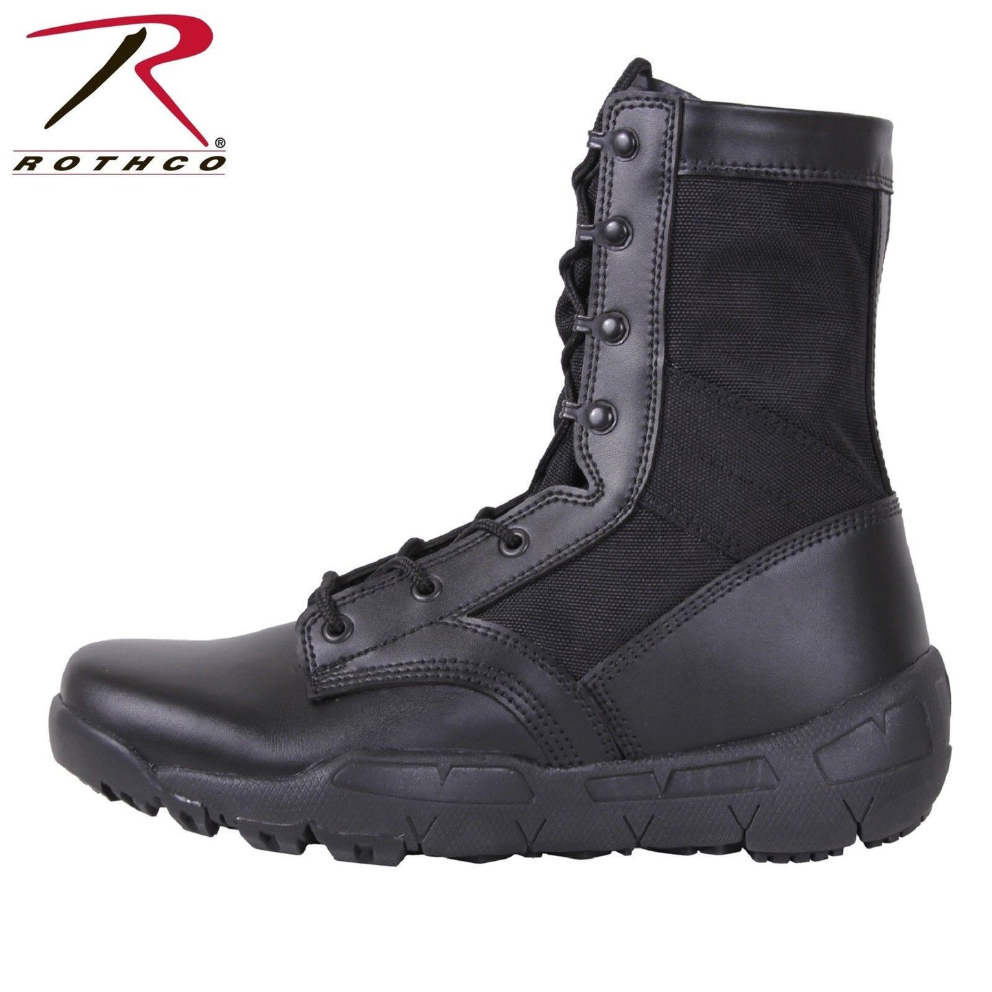 Lightweight V-Max Tactical Boots - Rothco Black 8.5" Field Duty Work Boot